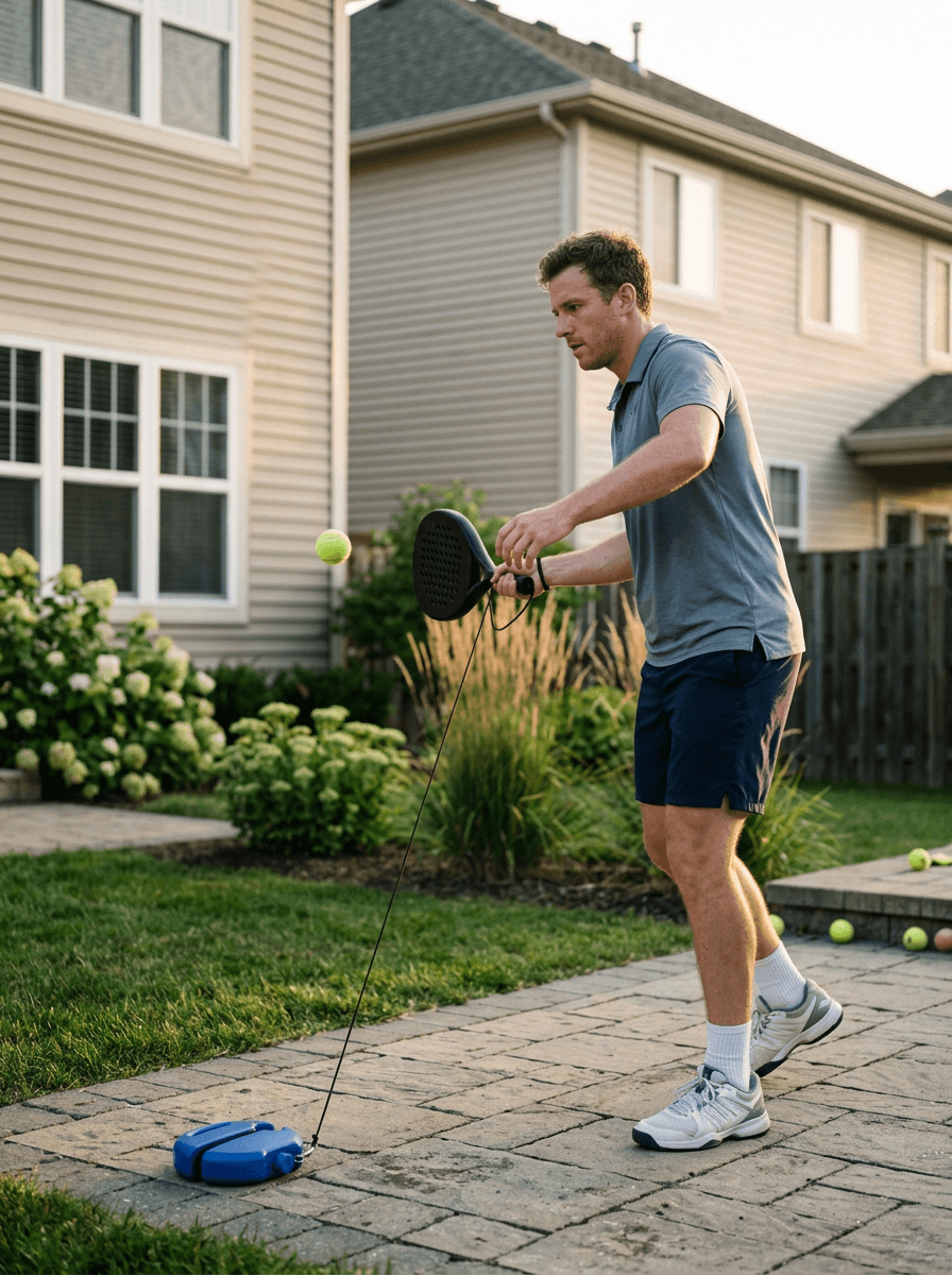 Club player practicing on a driveway